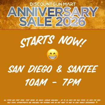 Discount Gun Mart - Anniversary Extravaganza! - Gun/Rifle Ranges Near Me - Santee, California Discount Gun Mart - Anniversary Extravaganza! - Gun/Rifle Ranges Near Me - Santee, California