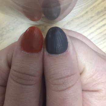 Belle Vous Nail Spa - "Almond nails" One is much more rounded than the other AND you can see the ridge lines - Nail Salons Near Me - Frisco, Texas