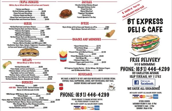 Menu photo 2 Bt Express Deli Islip Terrace, NY