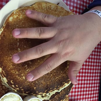 River Oaks Cafe - The pancakes! My husbands hands aren't small. - Breakfast & Brunch Near Me - Fort Worth, Texas