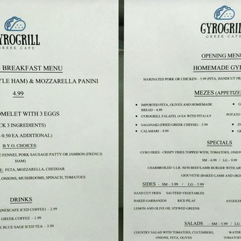 Gyrogrill - Menu sheets - Greek Near Me - San Diego, California