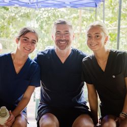 Colonial Family Eyecare - Dr. Rehak and his daughters volunteering with VOSH in Guatemala, 2024, bringing essential eye care to remote villages.