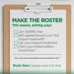 Bellatudo Skin and Wellness Center - $50 savings Welcome Offer October 1 - December 31 New ASPIRE members