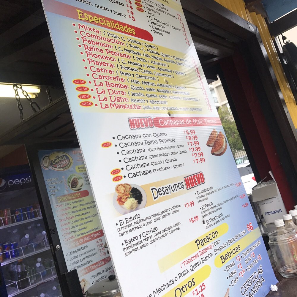 Los Chamos Arepas - Menu - Venezuelan Near Me - Carolina, Puerto Rico