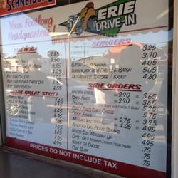 Erie Drive In Restaurant - Food menu