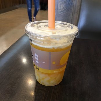 Cha For Tea - Long Beach - Iced Mango Green tea with fruit jelly - Coffee & Tea Near Me - Long Beach, California