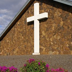 Waikoloa Community Church - The front of Waikoloa Community Church's worship auditorium as seen from Paniolo Ave.