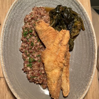 Husk - Cornmeal Dusted NC Catfish , Geechie Boy Grits - American Near Me - Charleston, South Carolina Husk - Cornmeal Dusted NC Catfish , Geechie Boy Grits - American Near Me - Charleston, South Carolina