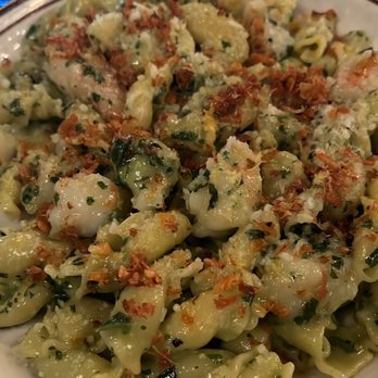 Tiny Champions - Campanelli, basil pesto, shrimp, parmesan, funky garlic/chili crunch - Pizza Near Me - Houston, Texas Tiny Champions - Campanelli, basil pesto, shrimp, parmesan, funky garlic/chili crunch - Pizza Near Me - Houston, Texas