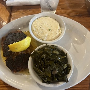 Jonah's Fish & Grits - Crab Stuffed Salmon, Collard Greens, White Cheddar Grits - Seafood Near Me - Thomasville, Georgia Jonah's Fish & Grits - Crab Stuffed Salmon, Collard Greens, White Cheddar Grits - Seafood Near Me - Thomasville, Georgia