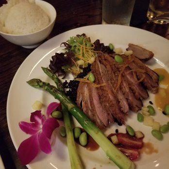 Flame - Pan Roasted Duck Breast with White Rice - Sushi Bars Near Me - New York, New York Flame - Pan Roasted Duck Breast with White Rice - Sushi Bars Near Me - New York, New York