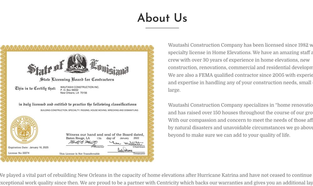 Slide of Wautashi Construction