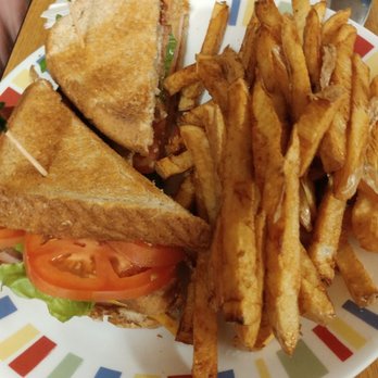 Fordwich Diner - Club sandwich with homemade fries. - Canadian (New) Near Me - Fordwich, Ontario
