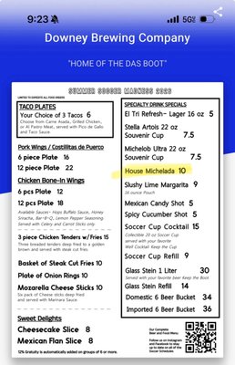 Menu photo 1 Downey Brewing Company Downey, CA Menu photo 1 Downey Brewing Company Downey, CA