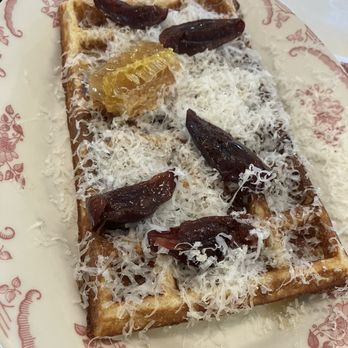 Milktooth - Sourdough waffle with Parmesan and preserved plum - Breakfast & Brunch Near Me - Indianapolis, Indiana