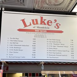 Luke's of Mundelein - Menu