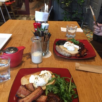 Main St Bar & Eatery - Brunch menu - The Works & Poached Eggs with "our" bacon - Bars Near Me - Brisbane, QLD