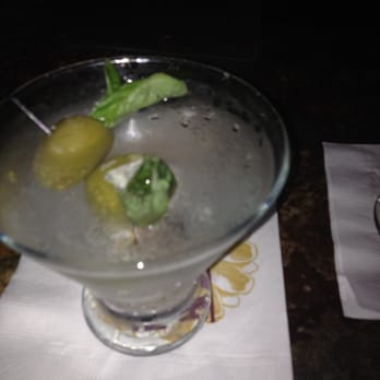Cafe Fiore - Gin martini with basil wrapped, blue cheese stuffed olive. $5! - Italian Near Me - Ventura, California Cafe Fiore - Gin martini with basil wrapped, blue cheese stuffed olive. $5! - Italian Near Me - Ventura, California