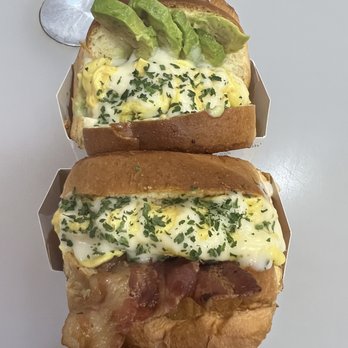Oh-K-Dog - Top: Avocado Egg Toast Bottom: Bacon & Cheese Egg Toast - Korean Near Me - Houston, Texas