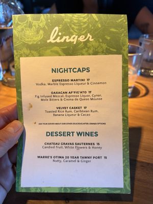 Menu photo 6 Linger Denver, CO