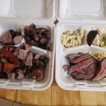 Minas Cafe - Different cuts of Brazilian meats plus pasta salad, garlic pasta and potato salad. - Brazilian Near Me - Norwood, Massachusetts