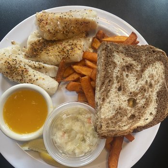 Valley Inn - a plate of food including a sandwich, sweet potato fries, and dipping sauce - Fast Food Near Me - Milwaukee, Wisconsin