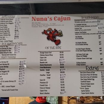 Nuna's - Menu - Seafood Near Me - Palestine, Texas
