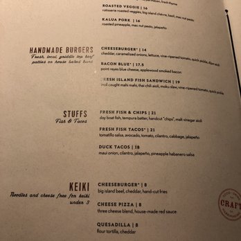 Moku Kitchen - Pizza, burgers, fish, duck, kids menu - Cocktail Bars Near Me - Honolulu, Hawaii
