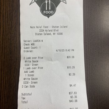 Naz's Halal Food - The Bill !! - Halal Near Me - Staten Island, New York Naz's Halal Food - The Bill !! - Halal Near Me - Staten Island, New York