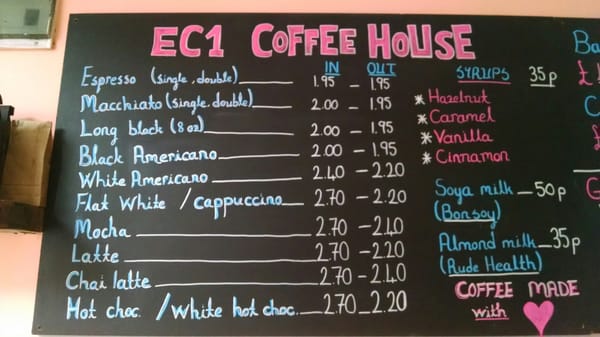 Menu photo 2 EC1 Coffee House London, XGL Menu photo 2 EC1 Coffee House London, XGL