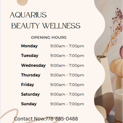 Aquarius Beauty & Wellness - Business Hour
