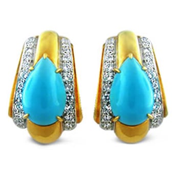 D Atlas Estates - David Webb Turquoise Diamond Earrings - Jewelry Near Me - Haverford, Pennsylvania