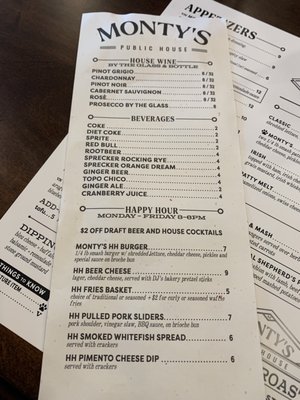 Menu photo 3 Monty's Public House Ann Arbor, MI