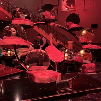 Gordon Ramsay Steak - Not a great photo- a showcase of different cuts of meat - Steakhouses Near Me - Las Vegas, Nevada