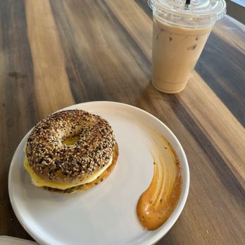 Lottie's Cafe - Beattie's Bagel with a Toasted Marshmallow iced coffee - Breakfast & Brunch Near Me - Charlotte, North Carolina