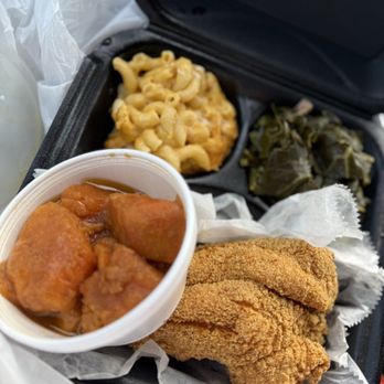 Pee Wees - Fried catfish, candied yams, Mac & cheese with collard greens - Soul Food Near Me - Rock Island, Illinois Pee Wees - Fried catfish, candied yams, Mac & cheese with collard greens - Soul Food Near Me - Rock Island, Illinois
