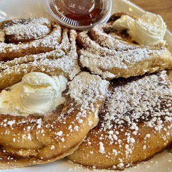 Jus' Jo's - Cinnamon Roll French Toast Combo Full Order. Very rich and oddly lacking in the cinnamon flavor we expected. 2 out of 5. - Breakfast & Brunch Near Me - Clovis, California Jus' Jo's - Cinnamon Roll French Toast Combo Full Order. Very rich and oddly lacking in the cinnamon flavor we expected. 2 out of 5. - Breakfast & Brunch Near Me - Clovis, California