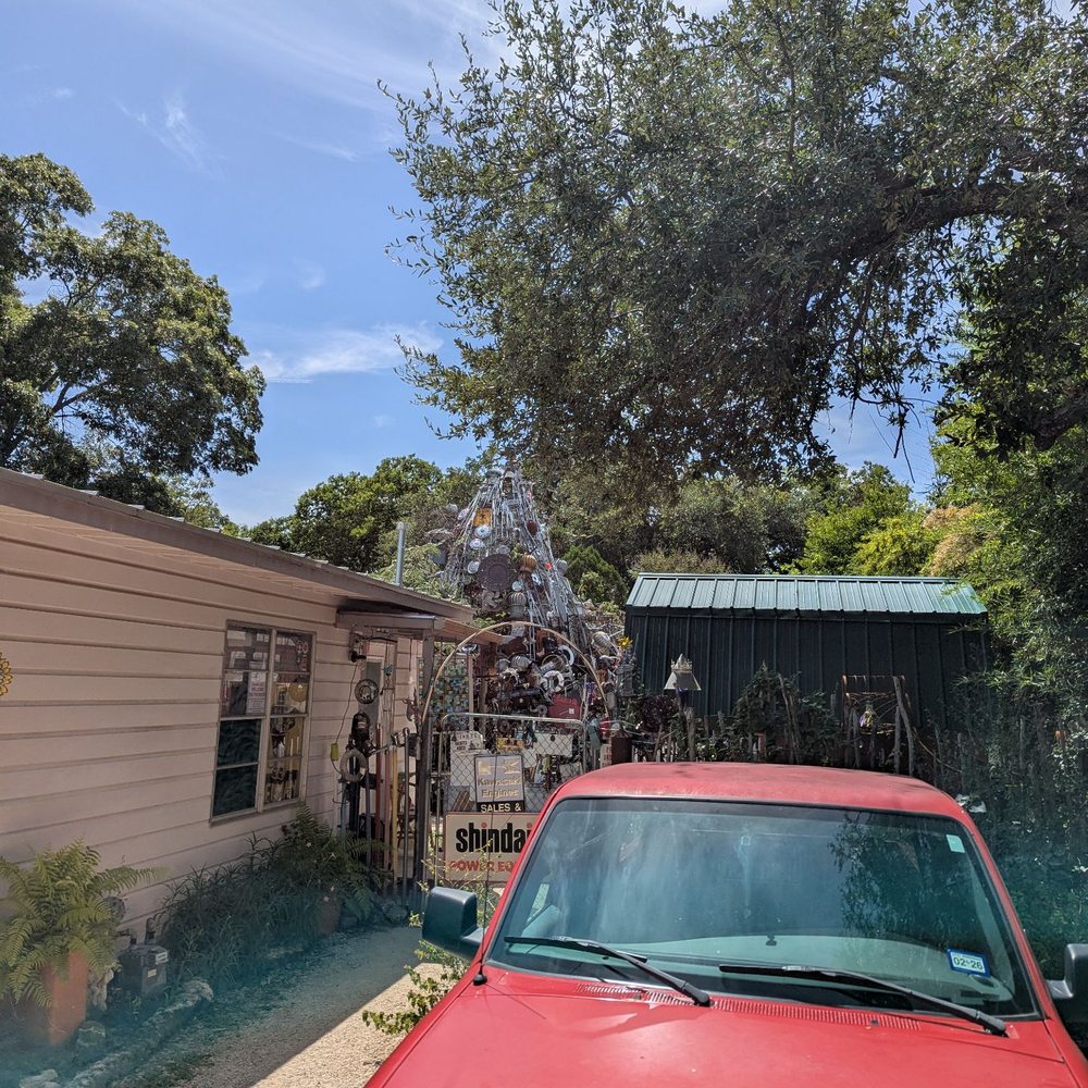 Cathedral of Junk - You can see the main structure of junk in back - Junkyards Near Me - Austin, Texas