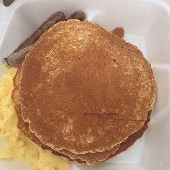 Libbys Restaurant - Libby's breakfast special w 3 pancakes, scrambled eggs, turkey sausage - American Near Me - Wilmington, Delaware