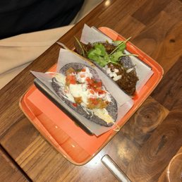 Pescado Baja California taco, Chilorio de Res taco Pescado Baja California taco, Chilorio de Res taco