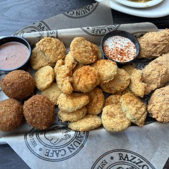 Razzoo's Cajun Cafe - Boudin Balls Fried Pickle Chips Rat Toes** - Cajun/Creole Near Me - Fort Worth, Texas Razzoo's Cajun Cafe - Boudin Balls Fried Pickle Chips Rat Toes** - Cajun/Creole Near Me - Fort Worth, Texas