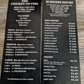 The Chicken On Fire - Menu 11/2/18 - Chicken Wings Near Me - Castro Valley, California The Chicken On Fire - Menu 11/2/18 - Chicken Wings Near Me - Castro Valley, California