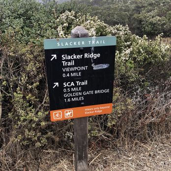 Slackers Hill - You should see this sign by the parking/bathroom. Follow the trail - Hiking Near Me - Sausalito, California