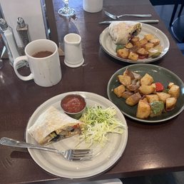 Breakfast burrito and country potatoes for two Breakfast burrito and country potatoes for two