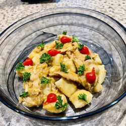 PYP Restaurant - Homemade gnocchi fricase de Conejo. Nuestro conejo es un producto fresco local de calidad. Siempre apoyando la agricultura local.