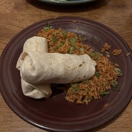 Thai Chicken Burrito: grilled chicken, stir-fried cabbage, vegetables, ancho peanut sauce