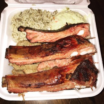 Burns Original BBQ - Three meat plate (ribs, brisket, and sausage) with dirty rice and potato salad. - Barbeque Near Me - Houston, Texas Burns Original BBQ - Three meat plate (ribs, brisket, and sausage) with dirty rice and potato salad. - Barbeque Near Me - Houston, Texas