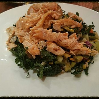 Rosa Mexicano - Ensalada Picada;   Natural grilled Salmon w/ Tuscan Kale, roasted corn, chayote,  tortilla strips and roasted poblano pepper vinaigrette - Mexican Near Me - Hackensack, New Jersey