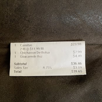 Carnitas Al Estilo Michoacan - Prices|receipt as of 7/2025 - Mexican Near Me - Ontario, California