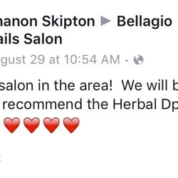 Bellagio Nails & Salon - Reviews/comments on the Facebook page from previous customers about their experience at Bellagio Nails & Salon!